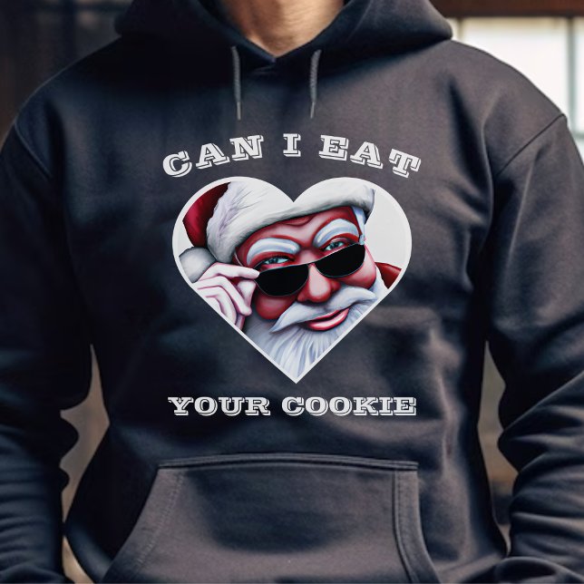 Sudadera El gracioso Santa Claus come a tus Navidades de co (Naughty Funny Santa Claus Eat Your Cookie Christmas Black Hoodie)