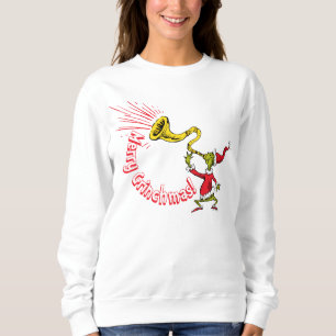 Sudadera El Grinch Soplando la Bocina de Grinchmas