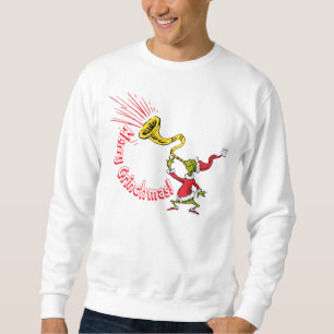 Sudadera El Grinch Soplando la Bocina de Grinchmas Feliz