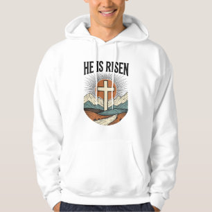 Sudadera Él ha resucitado Cruz Amanecer Cristiano Camiseta