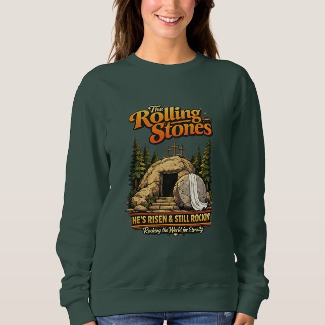 Sudadera Él ha resucitado Fe Inspirada en Roca Estilo Crist (Anverso)
