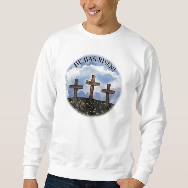 Sudadera Él ha subido 3 cruces rugosas con Prayer de señor (Anverso)