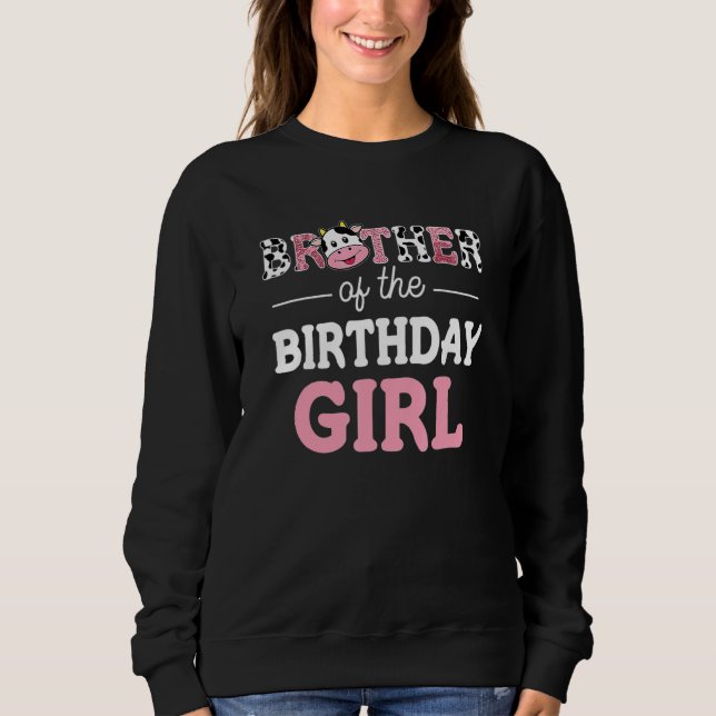 Sudadera El Hermano De La Chica De Cumpleaños Cow Papi Papa (Anverso)