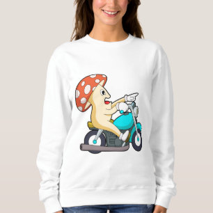 Sudadera El hongo como ciclista con motocicleta