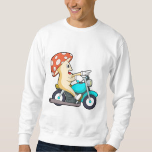 Sudadera El hongo como ciclista con motocicleta