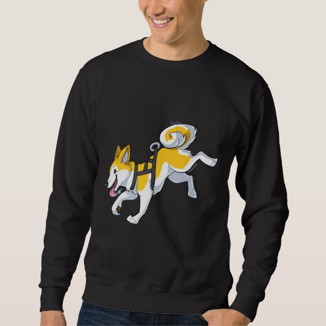 Sudadera El Husky Amarillo corriendo (Anverso)