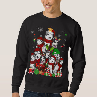 Sudadera El Husky Siberiano Árbol de Navidad T Shirt Xmas R