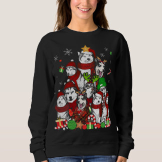 Sudadera El Husky Siberiano Árbol de Navidad T Shirt Xmas R