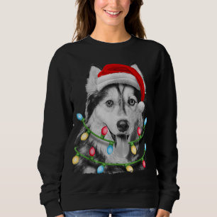 Sudadera El Husky Siberiano El Árbol De Navidad Enciende Xm
