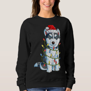 Sudadera El Husky Siberiano El Árbol De Navidad Enciende Xm