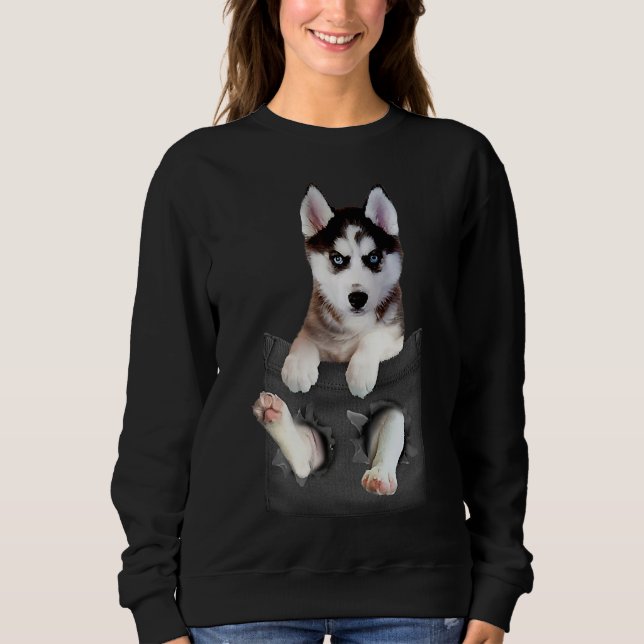 Sudadera El Husky Siberiano En Un Bolsillo (Anverso)