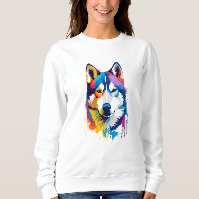 Sudadera El Husky Siberiano vibrante y colorido (Anverso)