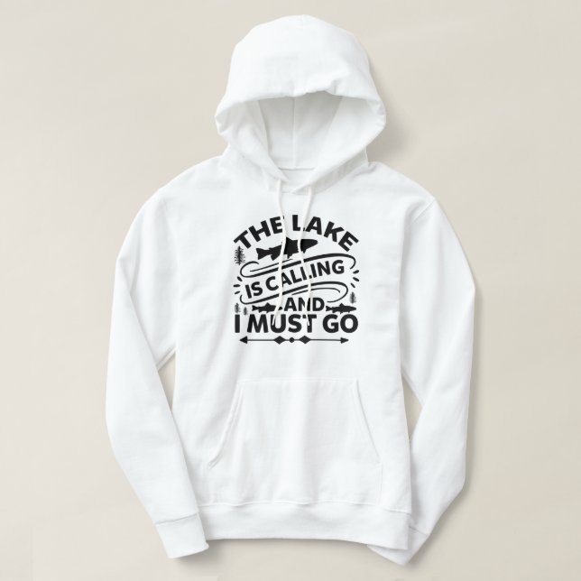 Sudadera El lago llama y debo irme, pesca divertida L (Diseño del anverso)