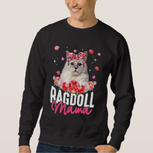 Sudadera El lindo Ragdoll Mama Flower Bandana Cat