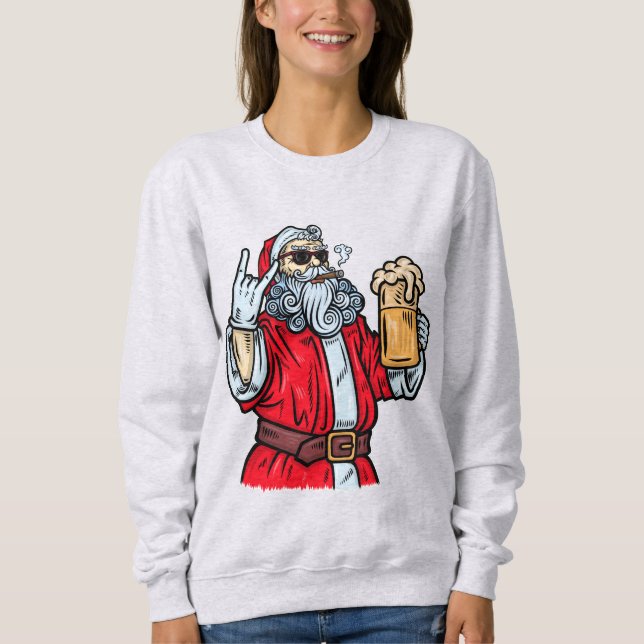 Sudadera El mal Papá Noel, el rock, la cerveza y el cigarro (Anverso)