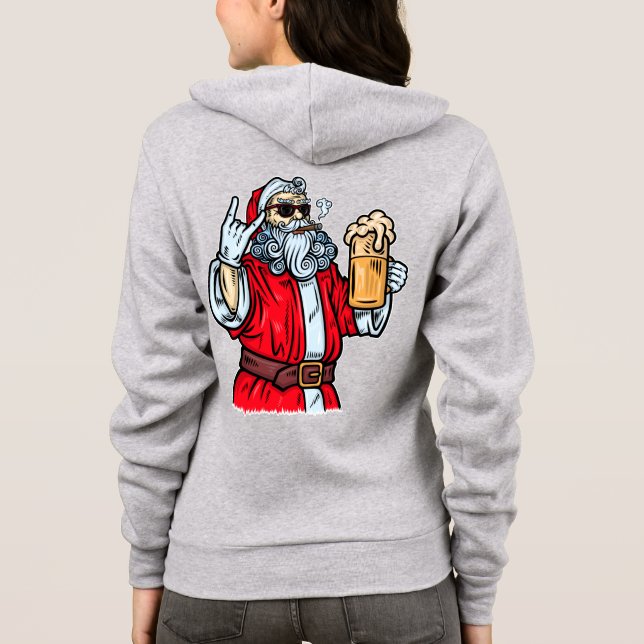 Sudadera El mal Papá Noel, el rock, la cerveza y el cigarro (Reverso)