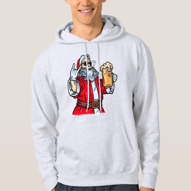 Sudadera El mal Papá Noel, el rock, la cerveza y el cigarro (Anverso)