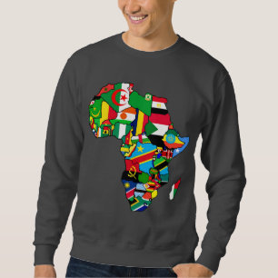 Sudadera El mapa africano de las banderas de África dentro