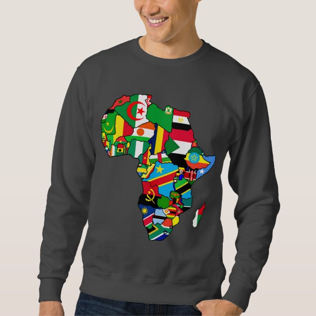 Sudadera El mapa africano de las banderas de África dentro (Anverso)