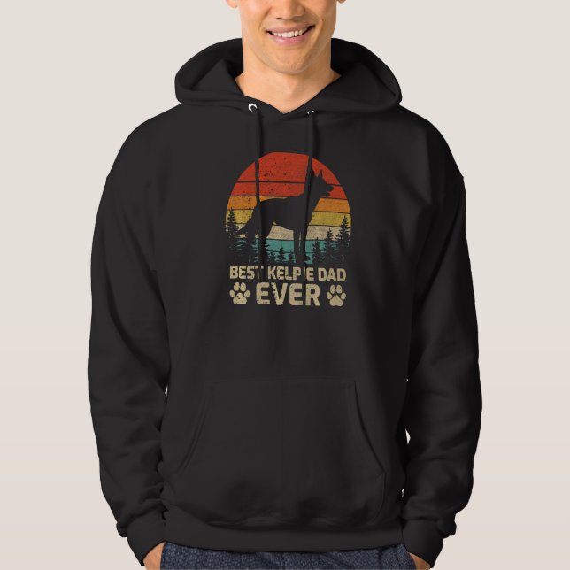 Sudadera El mejor padre Kelpie de moda de los hombres, D de (Anverso)