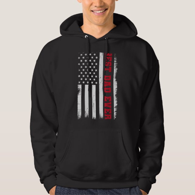 Sudadera El Mejor Papá Con La Bandera Estadounidense Y Las  (Anverso)