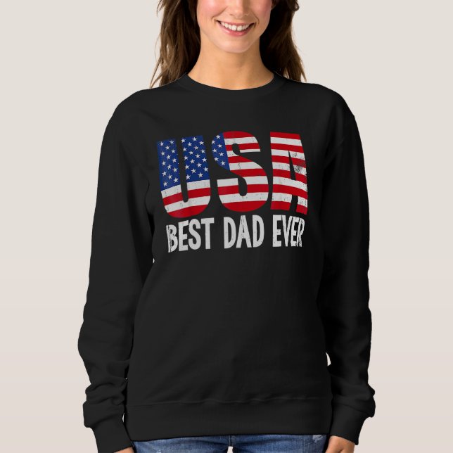Sudadera El Mejor Papá Con La Bandera Estadounidense Y Las  (Anverso)