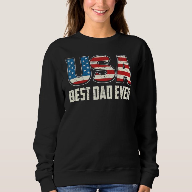 Sudadera El Mejor Papá Con La Bandera Estadounidense Y Las  (Anverso)