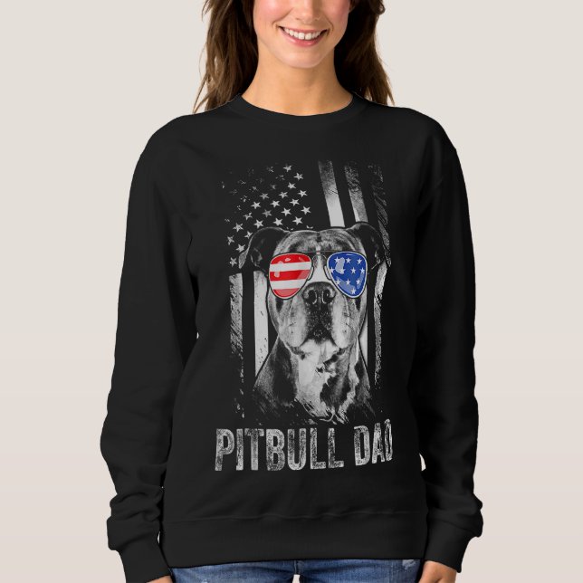 Sudadera El mejor papá de Pitbull jamás perro de bandera es (Anverso)