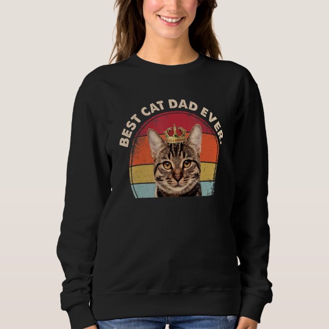 Sudadera El mejor papá del gato jamás viejo retro del gato  (Anverso)