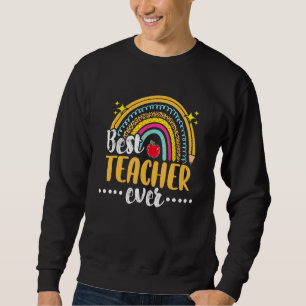 Sudadera El mejor profesor del Leopard Boho Rainbow Teacher