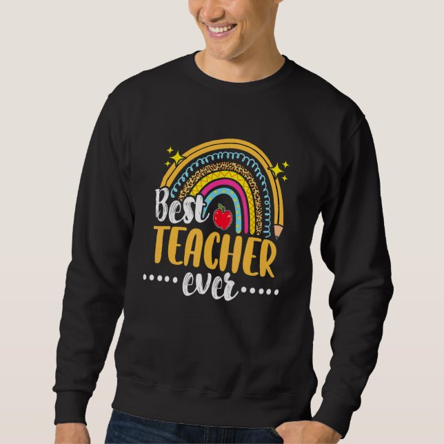 Sudadera El mejor profesor del Leopard Boho Rainbow Teacher (Anverso)