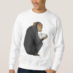 Sudadera El mono como nerd con el libro
