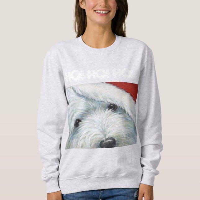 Sudadera El navidad de "Santa borroso" Westie diseña por (Anverso)
