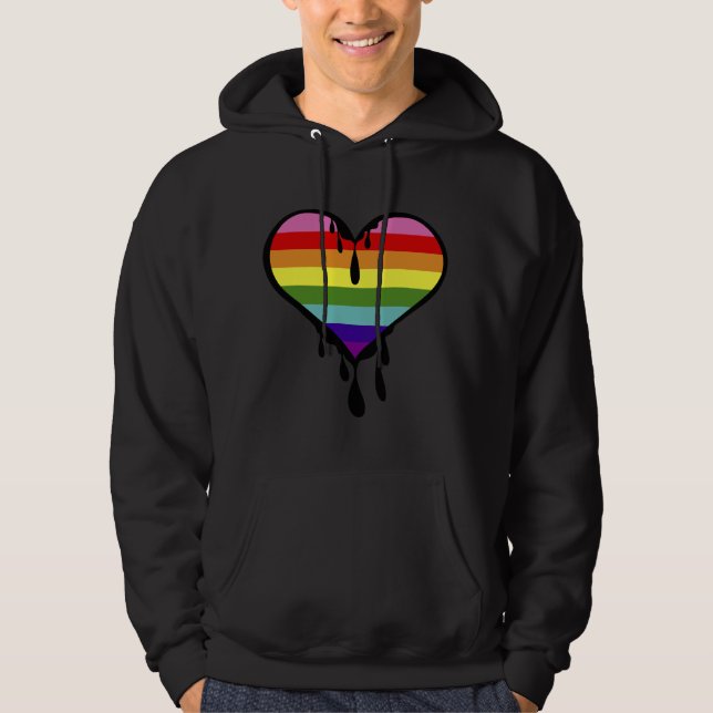 Sudadera El orgullo del arcoiris se derrama el corazón (Anverso)