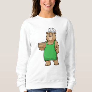 Sudadera El oso como cocinero con delantal de cocina y tazó
