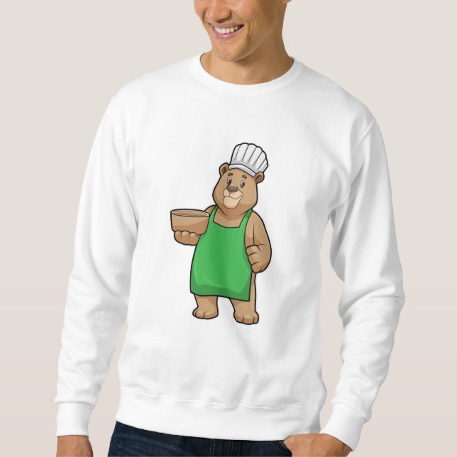 Sudadera El oso como cocinero con delantal de cocina y tazó (Anverso)