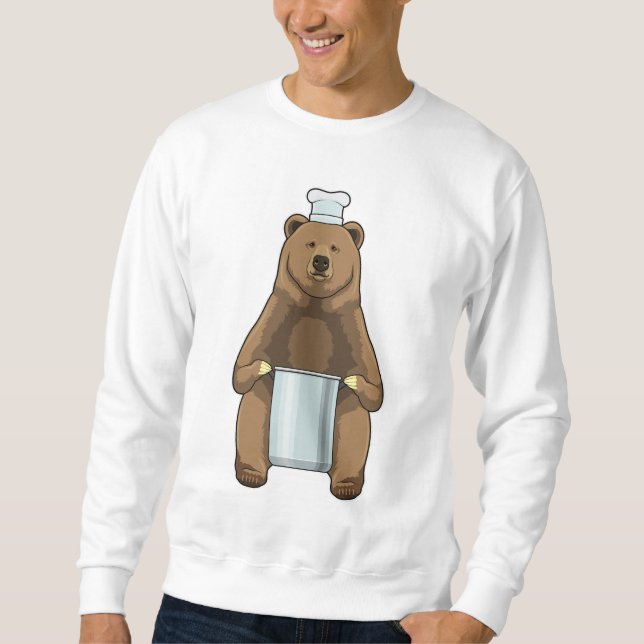 Sudadera El oso como cocinero con olla de cocina (Anverso)