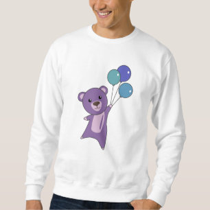Sudadera El oso moscas moradas con globos, los animales dul