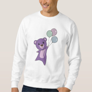 Sudadera El oso moscas moradas con globos, los animales dul