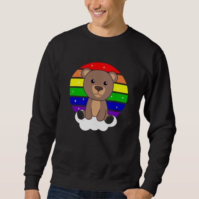 Sudadera El oso Purpurina arcoiris Kawaii tiene un oso colo (Anverso)