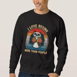 Sudadera El Panda Vintage Me Encanta El Boxeo Más Que La Bo