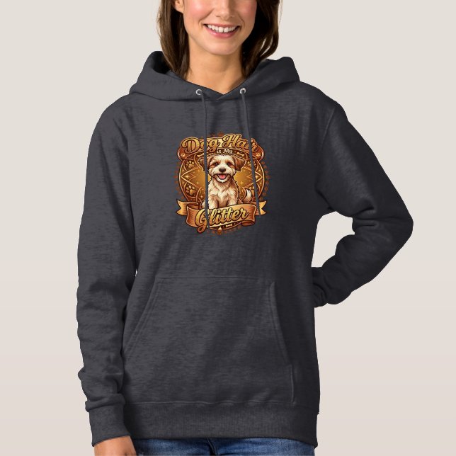 Sudadera El pelo de perro es cinta dorada esponjosa brillan (Anverso)