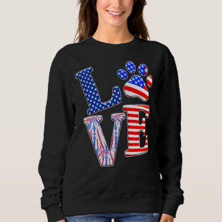 Sudadera El Perro Amor Paw La Bandera Estadounidense Tie Dy