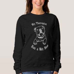 Sudadera El perro bulldog americano My Therapist tiene la n