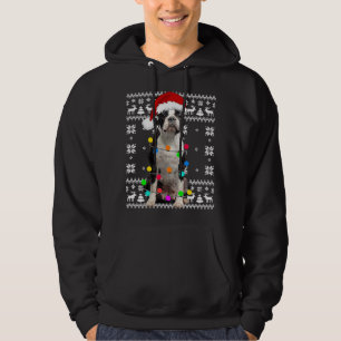 Sudadera El perro de Boston alumbra a Santa Hat Chr