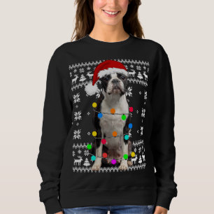 Sudadera El perro de Boston alumbra a Santa Hat Chr