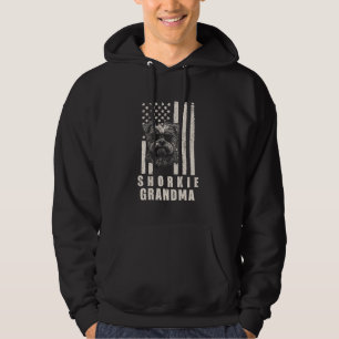 Sudadera El perro vintage Shorkie Abuela La bandera estadou
