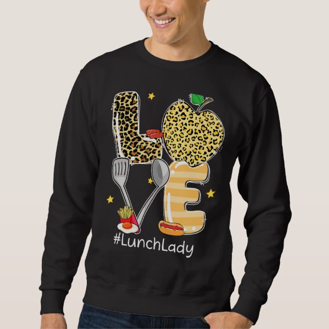Sudadera El personal de la cafetería Leopard Apple Love Lun (Anverso)