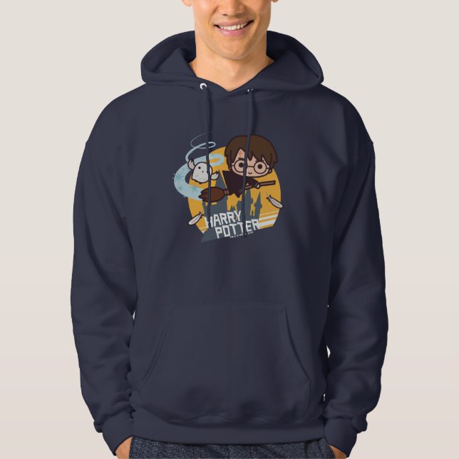 Sudadera El personalizado Harry y Hedwig Flying Past Hogwar (Anverso)