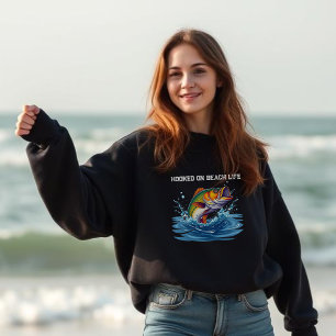 Sudadera El pescado enganchado en la vida de playa